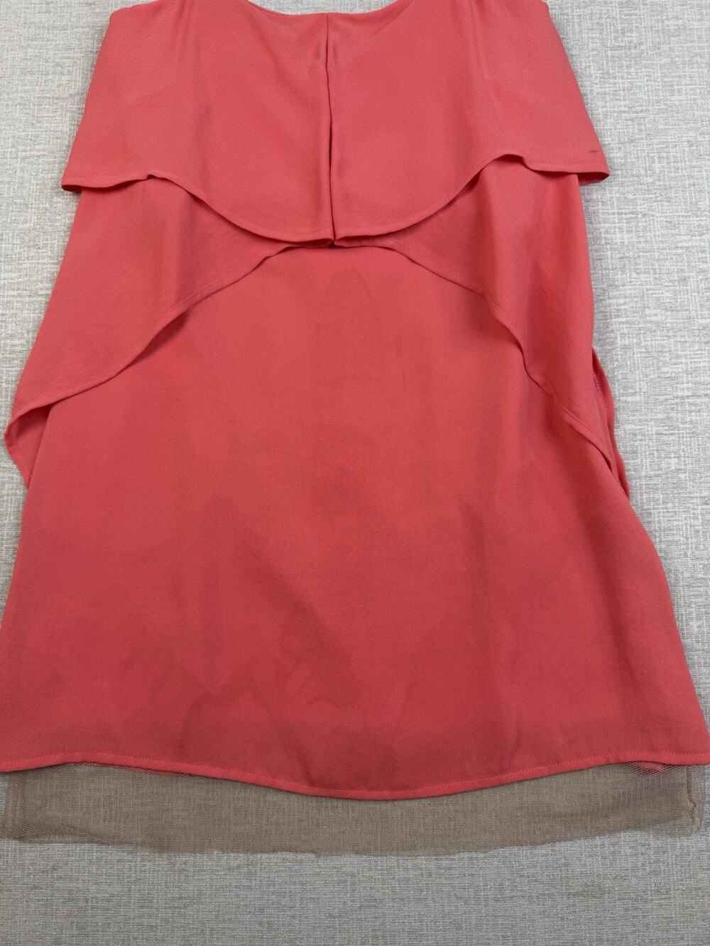 BCBGMAXAZRIA Runway Women’s Size 2 Coral Pink Layered Blouse